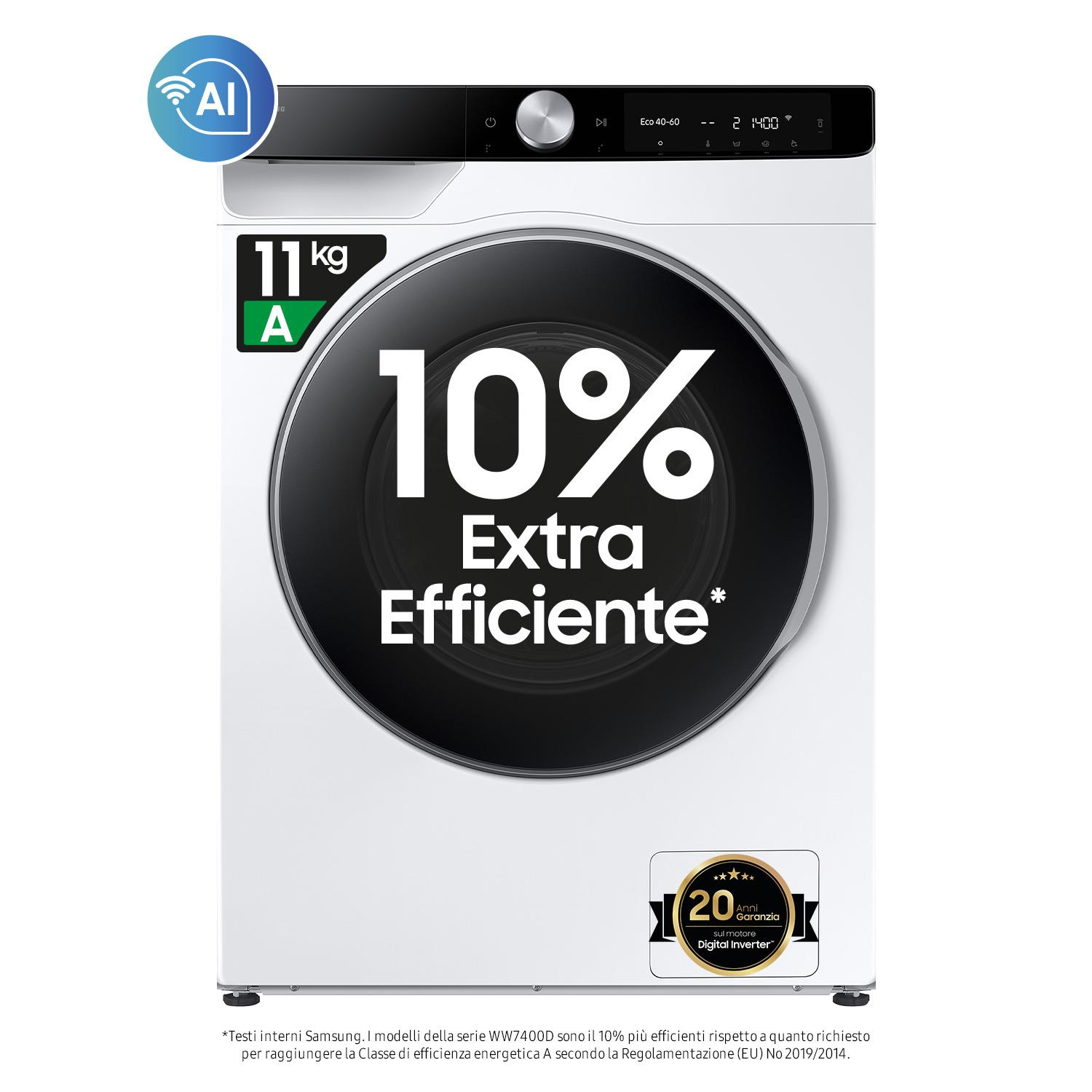 Samsung Lavatrice Serie 6400D Ai•Control Ecodosatore® Classe A 10% Extra Efficienza Finitura Bianca Con OblÒ E Pannello Nero - Darkerine Samsung Lavatrice Serie 6400D Ai•Control Ecodosatore® Classe A 10% Extra Efficienza Finitura Bianca Con OblÒ E Pannello Nero