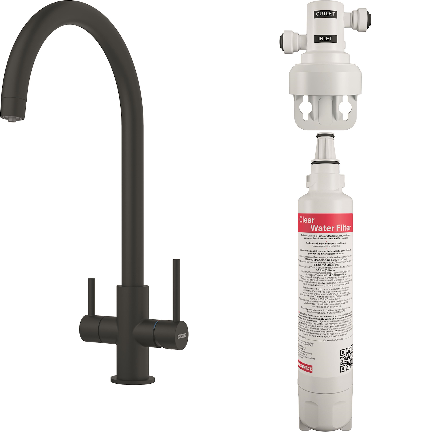 Franke Miscelatore Filtrante Lina Clear Water Black Matt