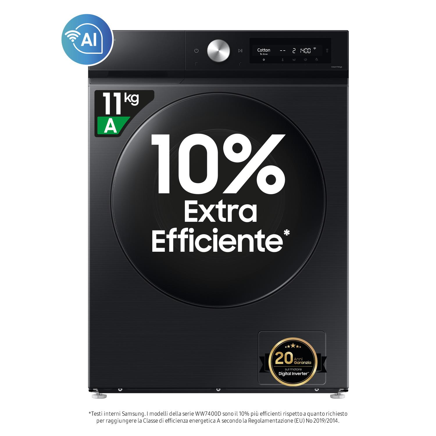 Samsung Lavasciuga Serie 7400D Bespoke Ai™ Ecodosatore® Classe A 10% Extra Efficienza