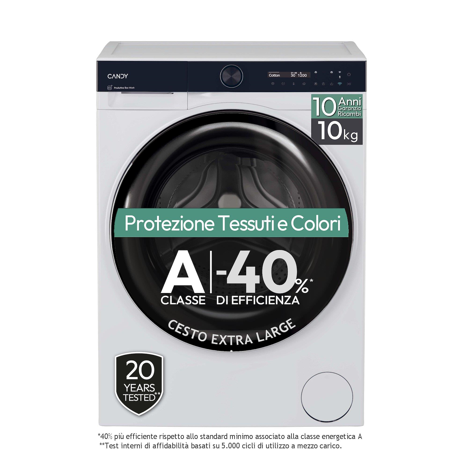 Candy Bs 410B10-S Lavatrice Caricamento Frontale 10 Kg 1400 Giri/Min Bianco
