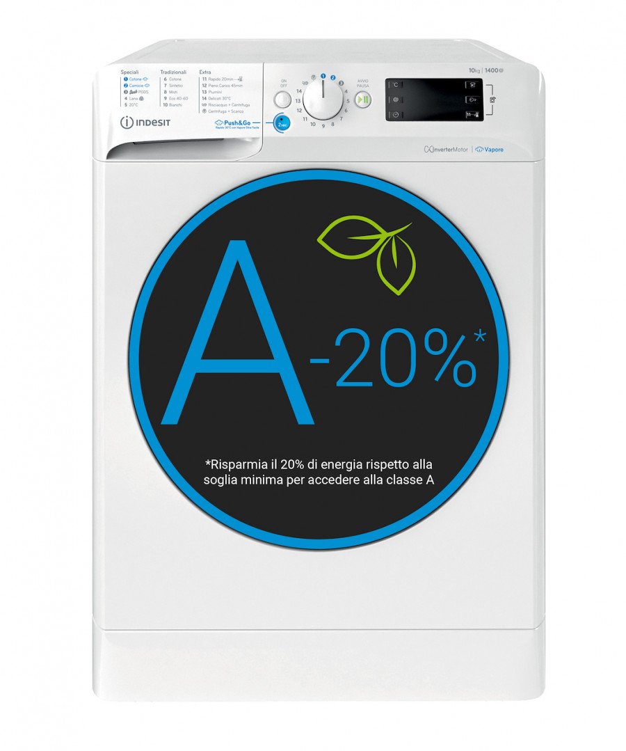 Indesit Lavatrice 10kg Inverter 1400 Giri Vapore Bianco Caricamento Frontale